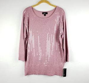 AGB Petite Mauve Sweater Clear Sequins NWT